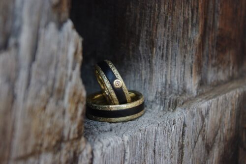 wood gold ring